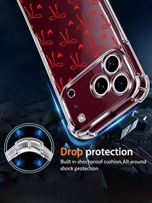 1入 [2026新款] 蝴蝶氣囊防震透明手機殼，適用於 iPhone 18 Pro Max/18 Pro/17 Pro Max/17 Pro/17/16 Pro Max/16 Pro/16 Plus/16/16e/15/15 Pro Max/14/14 Plus/13/12 Pro/12/11/Xr/Xs/7/8 Plus – 可愛蝴蝶結愛心設計，耐用 TPU，抗黃變，防摔保護，防震護角，纖薄貼合 - 紅色 - 查看 2