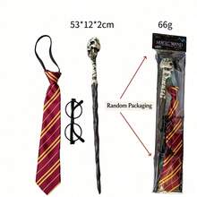 Hasbro 3pcs Harry Potter Magic Wand Set, Striped Tie, Round Glasses, Wizard Cosplay Accessories, Halloween Party Costume (Random Packaging) - Multiple Styles - View 5