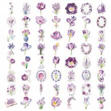 56pcs Purple Watercolor Floral Paper Labels Doodle PET Stickers, Suitable For Teachers, Parents, Classroom Learning Rewards, Gift Labels, Envelope Seals, Office Gift Packaging Stationery Stickers - one-size - View 8