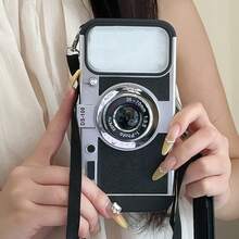 1pc 3D Vintage Camera Phone Case Compatible With Apple 18Pro/18ProMax/16/16 Pro/16 Promax/17 Promax S24 Ultra/S25 Ultra/S25/S25 PLUS With Crossbody Lanyard TPU+PC Phone Cover Compatible With Apple/ - Black - View 49