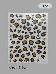 1pc Glitter Leopard Print Theme Transparent Sticker, Classic Gold Brown Black Leopard Pattern Design With Fine Glitter Texture, Chic Vintage Vibe, Clear And Sharp Printing, Suitable For Earphone Case, Water Cup, Aromatherapy Candle Cup, Storage Box And More, Easily Add Personalized Atmosphere To Personal Items, Free To Mix And Match For Unique Decorative Effect - one-size - View 5