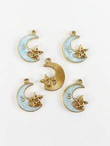 10pcs Pearlescent Star & Moon Jewelry DIY Pendants, Bracelet, Necklace, Bag Chain, Shoe Accessory DIY Pendants - Stars and Moon - View 8