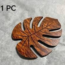 1/4/6pcs Monstera Leaf Natural Wooden Coaster Set, Heat-Insulating Coaster, Anti-Burn Table Mat, Plate Coaster, Beverage Coaster, Non-Slip Table Mat, Best Choice For Christmas, Perfect Gift For Thanksgiving - Brown - View 9