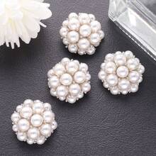 4pcs/Set Half Ball Shaped 3D Pearl Flower Design Metal Button, Versatile Accessory For Women Coats, Cardigans, Jackets, Sewing, Gift Wrapping, Handcrafts, Floral Arrangements, Shoes, Hats DIY - Bright White K - View 11