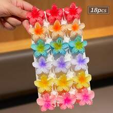 6/12/18pcs Women's Ombre Candy Color Fashion Holiday Vacation Style Hair Clips, Suitable For Photography And Daily Use, Back-Combed Ponytail Hair Claw - Multicolor - View 7
