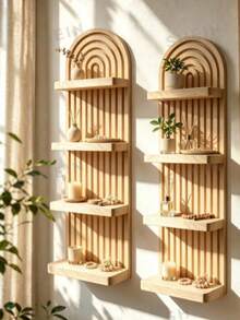 2 Packs Bohemian Wavy Wooden Wall Frames, Rainbow Arch Farmhouse W - Multiple Styles - View 3