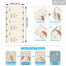 6/12/24/48Pcs Optional Cream Floral Tile Stickers, Self-Adhesive Peel Stick Wall Decals 11x5.5in, Residue Free Easy Install, For Home Kitchen Backsplash Wall Decor - B - View 9