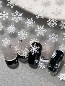 New Christmas Nail Stickers, Embossed Laser Craft, Decorated With Various White Snowflake Patterns, Suitable For Phones, Refrigerators, Cameras, DIY And Nail Salon Personal Use - White - View 4