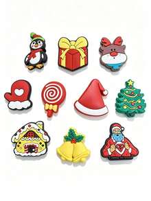 10PCS Christmas Gift Series Shoe Charm Pack, Various Festival Elements, Free DIY Combination, Exquisite Christmas Small Gift - Multicolor - View 10