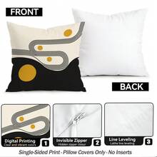 4pcs Modern Minimalist Geometric Wave Line Pattern Pillow Covers, Single-Sided Printed Pillow Covers, Suitable For Living Room Bedroom Home Decor, All-Season Pillow Covers, Living Room Sofa Holiday Home Decor - Multicolor - View 4