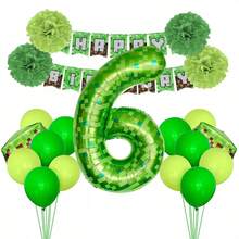 22pcs Birthday Decorations, Game Theme Happy Birthday Banner, 40 Inch Green Pixel Miner Number Balloons And Pixel Cube Foil Balloons, For Pixel Party Decor, Ultimate Party Supplies Kit With Balloons And Birthday Number (1-9) Signs - Multicolor - View 9