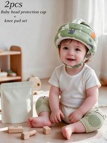 2pcs/1set Pelindung Kepala Bayi + Pelindung Lutut, Set Helm dan Pelindung Lutut untuk Bayi Merangkak & Berjalan, Lembut, Dapat Diatur, Anti Benturan, Ringan, Bernapas, dan Anti Selip untuk Balita - Kombinasi penutup kepala bayi + pelindung lutut - View 14