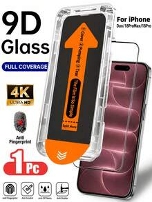 High Definition Transparent Tempered Glass Screen Protector, Includes Installation Kit And Auto-Alignment Tool, Compatible With IPhone18/17/16/15/14/13/12/11 Series, Full Coverage, Anti-Drop, Anti-Scratch, 9H Hardness Shatterproof Tempered Glass Film - Clear - View 1