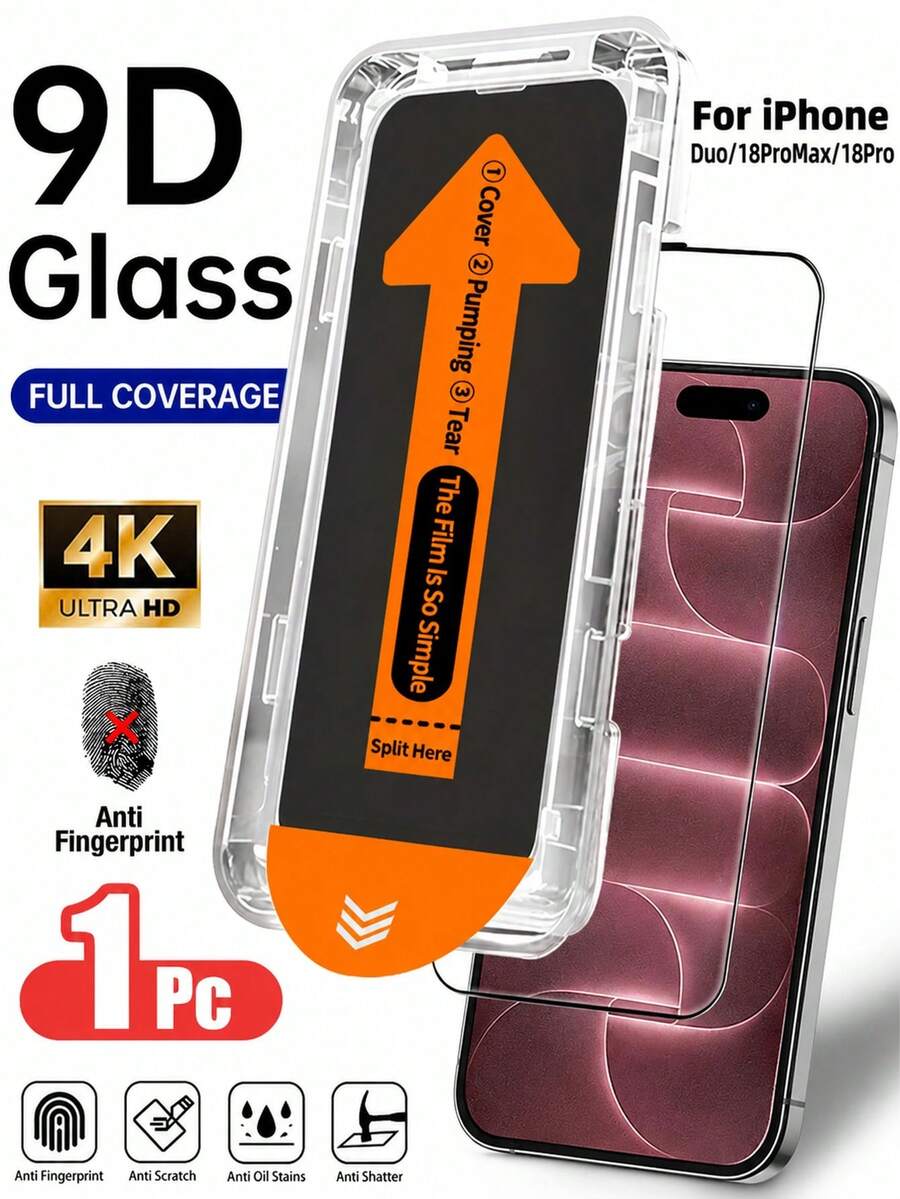 High Definition Transparent Tempered Glass Screen Protector, Includes Installation Kit And Auto-Alignment Tool, Compatible With IPhone18/17/16/15/14/13/12/11 Series, Full Coverage, Anti-Drop, Anti-Scratch, 9H Hardness Shatterproof Tempered Glass Film - Clear - View 1