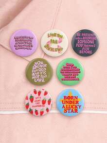 7pcs Positive Affirmation Quote Enamel Pin, Colorful Inspirational Round Badge, Fashion Backpack Clothing Accessory, Gift For Friends - Multicolor - View 5