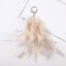 1pc Feather Tassel Keychain, Elegant Plume Bag Charm, Lightweight Pendant, Backpack Handbag Decor, Birthday Holiday Gift - Multicolor - View 9
