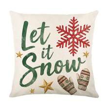 1 Set 4pcs Christmas Happy Snowman, Christmas Tree, Printed Pillow Covers 18x18 Inch Christmas Holiday Linen Blend Cushion Covers, With Zipper, Suitable For Home Decor, Machine Washable, Modern Style, Multiple Patterns, Pillow Inserts Not Included - Multicolor - View 8