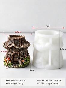 Forest Vintage Treehouse Tree Stump Silicone Mold, Fairy Tale Tree Hollow Design, DIY Handmade Mold For Aromatherapy Candles, Resin, Plaster Ornaments And Desktop Decor - Tree House Resin Gypsum Silicone Mold - View 7