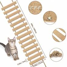 Cat Rope Ladder Wall Mounted - Natural Jute Rope Wrapped Climbing Ladder Stairs Bridge Flexible Wall Scratching Steps Post For Indoor Cats Kitty, Heavy Duty Wooden Cat Wall Furniture Shelves - Ginger - View 7