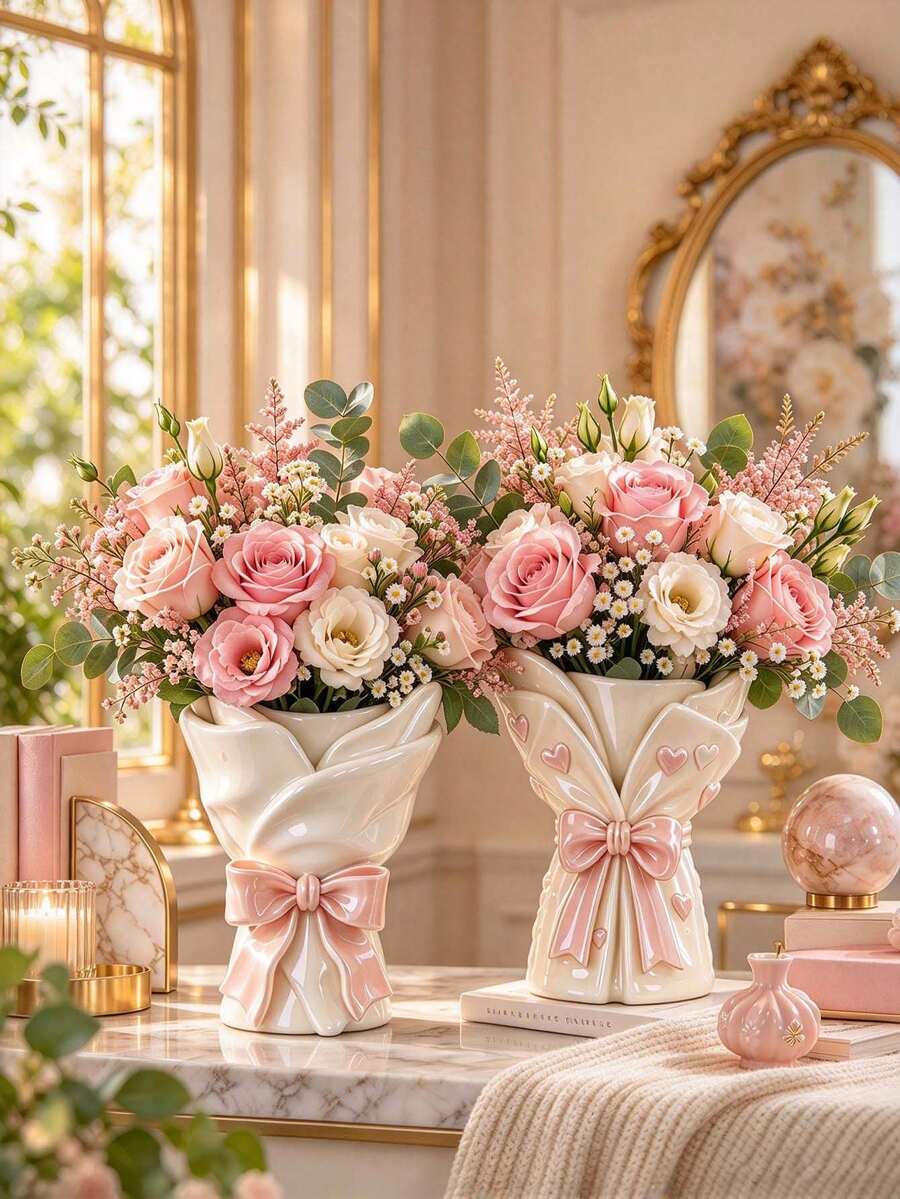 Resin Casting Mold, Silicone Mold For Flower Bouquet Vases, With Three-Dimensional Butterfly Petal Design, A Soft, Durable, Easy To Disassemble, And Reusable Vase Making Tool. Suitable For Resin And Gypsum - Bouquet Vase Mold - View 1