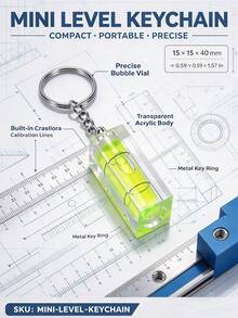Mini Spirit Level Keychain – Pocket Novelty Keyring & Gadget Gift – Trades-Themed Charm For Builders, DIYers, Tradesmen, Engineers - Multicolor - View 7