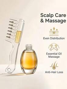 3pcs Transparent Scalp Hair Oil Applicator Comb Set, Visible Liquid Reservoir + Roller Metal Teeth Liquid Dispensing Comb, Suitable For Hair & Beard Care, Unisex Hands-Free Essential Oil Massage Comb - Multicolor - View 2