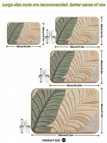 1pc Vintage Leaf Plant Bath Mat, Winter Bathroom Small Rug, Soft Comfortable Absorbent Bathroom Floor Mat, Bathroom Accessories New Product, Bathroom Toilet Side Mat, Bedroom Carpet, Living Room Carpet, Room Decor, Autumn Home Decor, Bedroom Decor, Suitable For Bathroom, Kitchen, Entryway, Hallway, Bedside, Living Room, Bedroom. Holiday Decor, TPR Non-Slip Backing Carpet Machine Washable - A - View 2