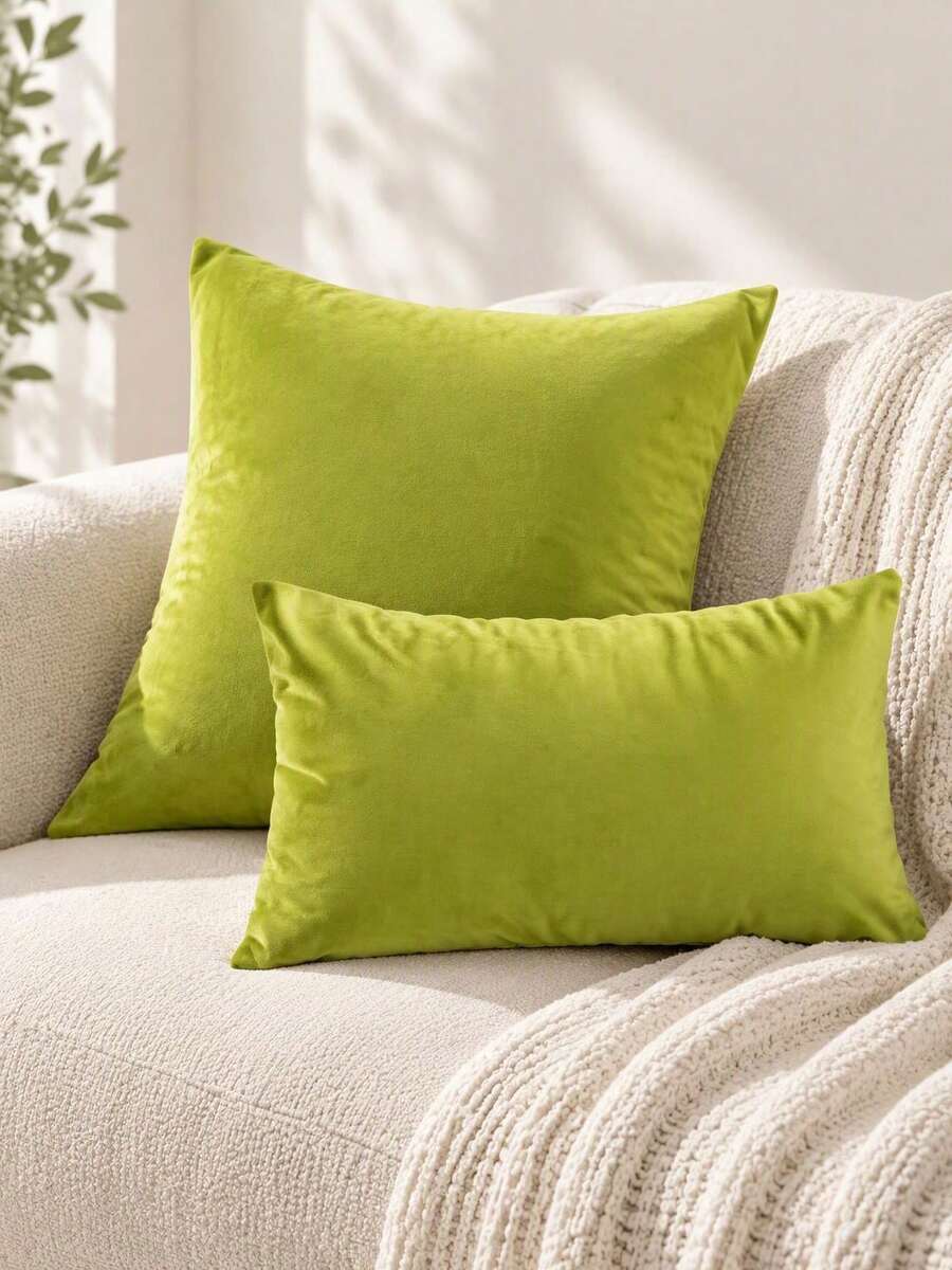 1 pieza Funda de cojín sin relleno minimalista - Verde - Ver 1