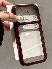 1件電鍍透明極簡全包覆TPU防震手機殼，適用於Apple 18 Pro Max 17 16 15 14 13 12 11promax保護殼 - 櫻桃紅 - 查看 1