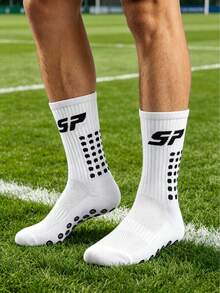 1 Pack Men's Anti-Slip Soccer Socks And Soccer Shin Guards, Anti-Slip Shin Guards Suitable For Basketball, Soccer, Sports - Multicolor - View 6