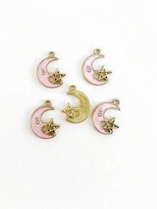 10pcs Pearlescent Star & Moon Jewelry DIY Pendants, Bracelet, Necklace, Bag Chain, Shoe Accessory DIY Pendants - Stars and Moon - View 12