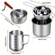 Panci Pelebur Lilin Stainless Steel, 3 Jenis Panci Pelebur Lilin untuk Membuat Lilin - Dilengkapi Sendok, Pegangan Tahan Panas, Tahan Suhu Tinggi, Untuk Membuat dan Menyalurkan Lilin dengan Lilin Kedelai, Lilin Lebah, dan Lainnya! - Pot 600ml - View 9