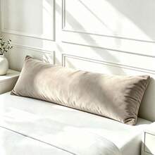 1pc Solid Color, Soft & Breathable, Polyester Long Pillowcase, Machine Washable, Couple Bed Pillowcase, Suitable For Bedroom Decor, Room Decor (Pillow Insert Not Included) - Light Khaki - View 14