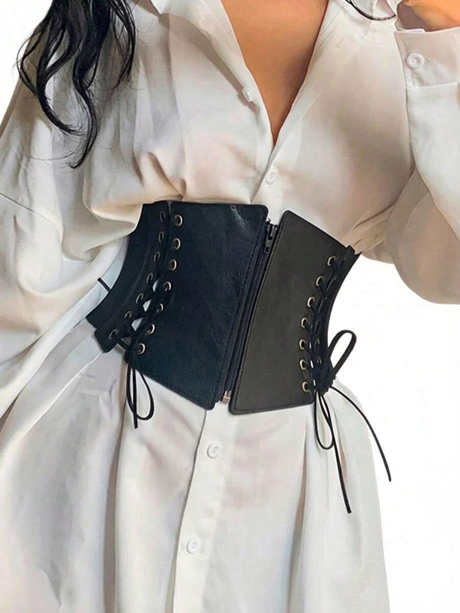 1 pieza Accesorio de Renacimiento para mujer, Estilo Punk Oscuro, Cinturón de corsé ajustable con cordón, Adecuado para Halloween o uso diario
