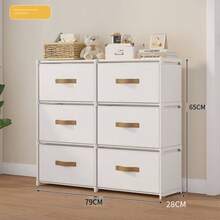 1pc 6-Drawer Fabric Storage Dresser, Portable Drawer Cabinet With Metal Frame, Easy Assembly Bedroom Organizer, Suitable For Clothes And Toys, White - Multicolor - View 13
