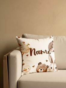 1pc Customizable Personalized Text Print Double-Sided Pillowcase, Suitable For Holiday Gifts, DIY Pattern Pillowcase, For Family, Friends And Yourself - Apricot - View 3