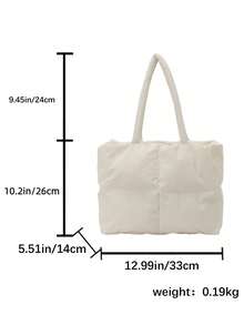 Minimalist Solid Color Large Bag, Simple Versatile Large Capacity Shoulder Bag, Handbag, Underarm Bag - White - View 5