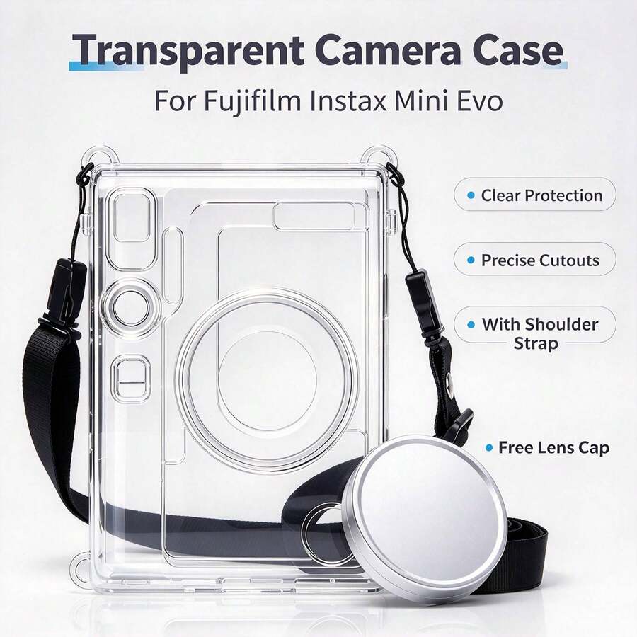 بطانية حماية شفاف مع بطانية عدسة من سبيكة الألومنيوم، متوافق مع كاميرا Fujifilm Mini الفورية، يتضمن بطانية شفاف وغطاء عدسة - مشاهدة 1