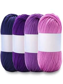 4pcs 200G Macaron/Morandi/Maillard/Green Mixed Color Set, Hand-Crocheted Silk Yarn, Suitable For Autumn/Winter Crochet Sweaters, Scarves, Hats, Clothing And Other DIY Gifts, Ideal For Beginners Mixed Color Set Gift - Yarn Kit - View 7
