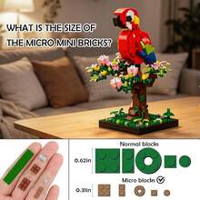 910PCS Art Flowers&Parrot Building Set 3D Models Building Blocks ABS Plastic,Assembly Brick Game Toys,Adults Block Set,14+Ages,Creative Art Ornament,Desktop Decorations,Gift Set - Multicolor - View 7