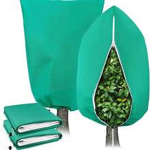 Winter Thickened Protective Cover, Breathable Plant Overwintering Frost Protection Cover With Visible Zipper Closure And Drawstring Design (Material 70g/M²) Outdoor Garden Yard Small Tree Potted Plant Shrub Windproof Cold-Proof Warmth Cover - 70g/m² - View 1