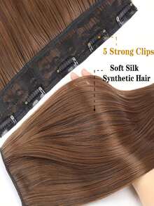 24 Inch 5-Clip Straight Hair Extensions - Heat Resistant Synthetic Weft For Women, Christmas Party & Festival Hairstyle, Daily Use Multicolor Hairpiece (55cm, Easy Clip-In) - Multicolor - View 5