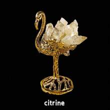 1 Buah Batu Amethyst Alami Mentah & Gugusan Batu Permata Citrine dengan Alas Logam Emas, Dekorasi Meja Kristal Penyembuhan, Desain Flamingo DIY, Hadiah Natal - Burung flamingo - View 12