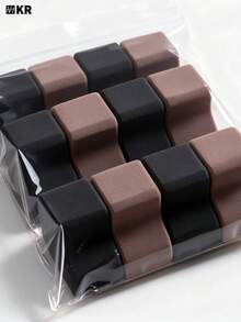 2/4/6/8/12 Pcs Square Makeup Sponges, Latex-Free Soft Setting Face Puffs, Black & Brown Dual-Color Cosmetic Applicator For Powder, Liquid, Cream, Flawless Dry & Wet Use Beauty Alternative, Random Colors With Storage Bag - Multicolor - View 1