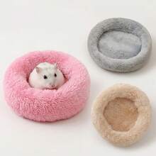 Soft Plush Round Small Pet Bed, Warm Fluffy Resting Nest, Suitable For Hamsters, Guinea Pigs, Sugar Gliders, Comfortable Sleeping Mat, Multiple Colors, Small Animal Cage Accessories - Multicolor - View 1