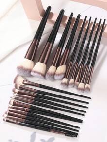 20 Pcs Makeup Brush Set, Black Glitter Handles And Sturdy Metal Ferrules. Dense Bristles Deliver Smooth Application For Powder And Cream Cosmetics. Rich Brush Styles Help You Build Layered Makeup, Great For Daily Looks And Light Party Makeup. - Multicolor - View 3