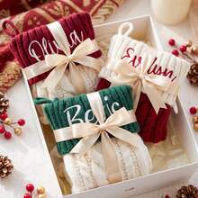 Vow&Vine Printed Embroidery, Embroidered Christmas Stocking Set, Name Embroidery, DIY Handmade Embroidered Christmas Pattern, Handmade Stitched Christmas Gift Leg Warmers - Multi-color 2 - View 1