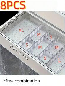 8pcs/7pcs/1pc/Set Transparent Cosmetic Storage Drawer Box, Cosmetic Display Rack, Dormitory Makeup Tool Storage Box, Desktop Drawer Storage Box, Drawer Cosmetic Storage Box, Back To School Season - Clear - View 10