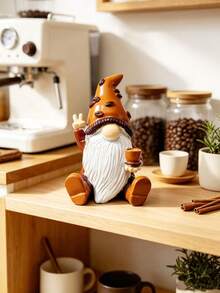 1pc Resin Coffee Cup Gnome Figurine, Faceless Gnome Statue, Suitable For Home Coffee Table Decor, Autumn Decoration, Desktop Ornament Gift - Multicolor - View 9