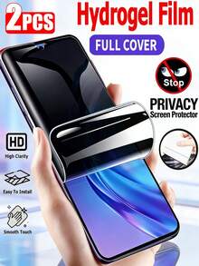 2 Buah Pelindung Layar Hidrogel Anti Mata-mata dan Privasi, Perlindungan Penuh, Anti Gores, Anti Sidik Jari, Film TPU Lembut, Kompatibel dengan Galaxy S23 Ultra/Kompatibel dengan 13 14 Lite/ Note 14 15 Pro+/Kompatibel dengan Honor Magic 5/6/7/8/ Reno/ - Clear - View 2
